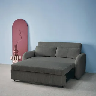 Rundes 2-Sitzer Schlafsofa Cord-Samt Lino