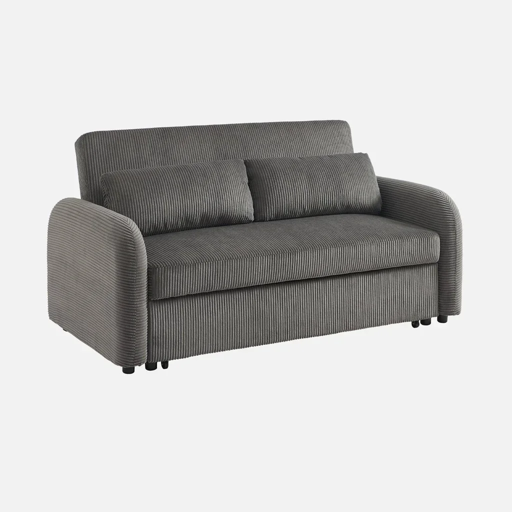 Rundes 2-Sitzer Schlafsofa Cord-Samt Lino