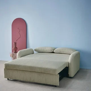 2-Sitzer Schlafsofa geripptes Samt rund beige Lino