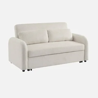 Rundes Schlafsofa 2-Sitzer Cord-Samt Lino beige