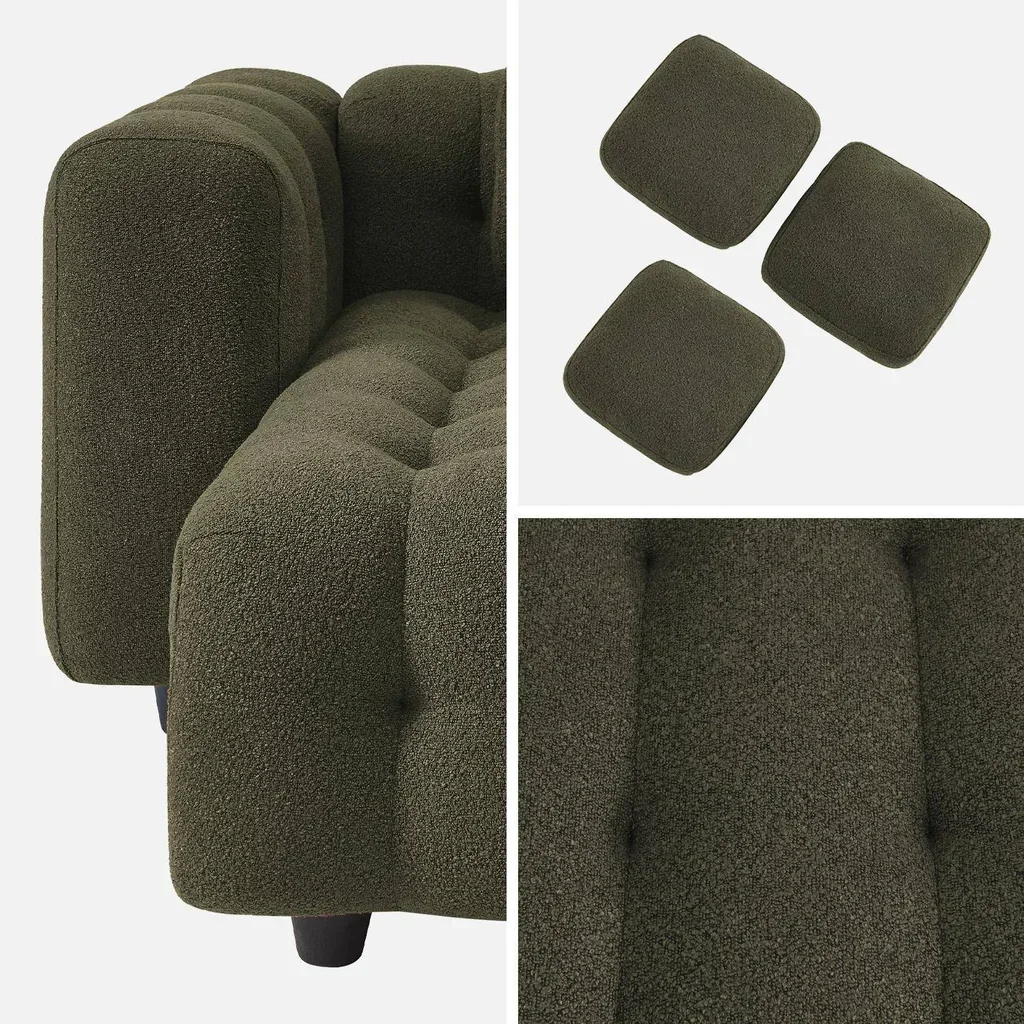Canapé d'angle modulable beige bouclette texturée 4 places méridienne réversible