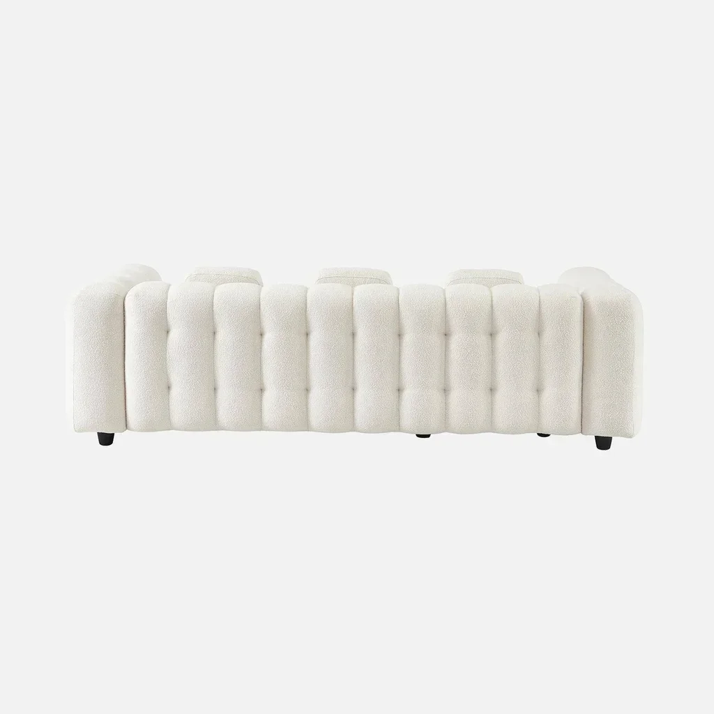 Canapé d'angle modulable beige bouclette 3/4 places réversible méridienne