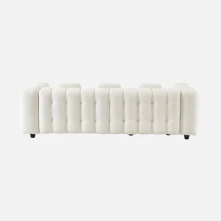 Canapé d'angle modulable beige bouclette 3/4 places réversible méridienne