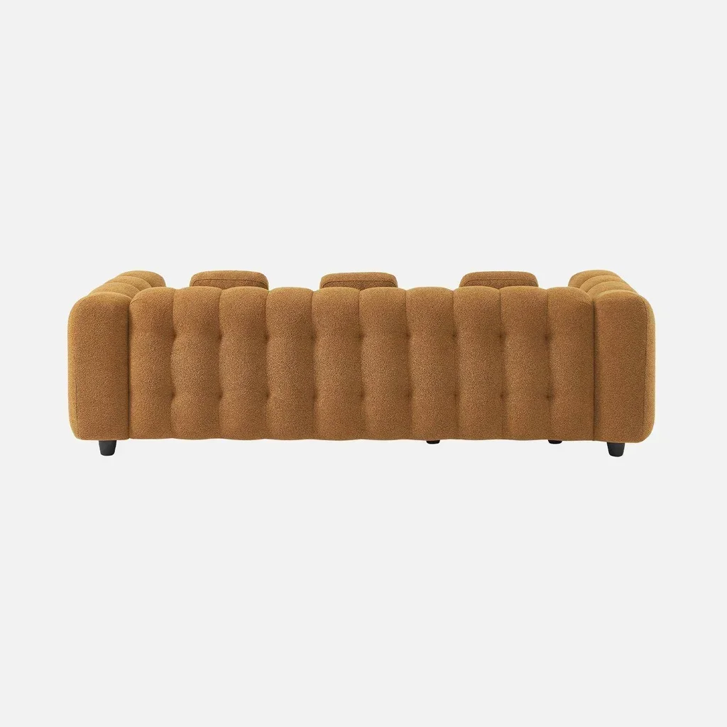 Canapé d'angle modulable 3/4 places bouclette texturée beige réversible