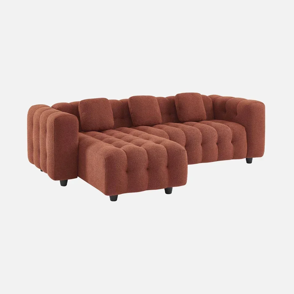 Canapé d'angle modulable 4 places bouclette beige réversible