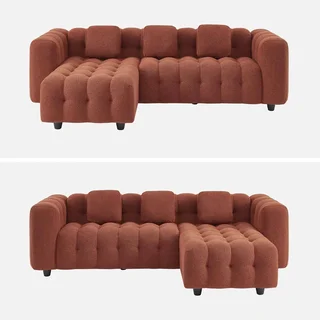 Canapé d'angle modulable 4 places bouclette beige réversible