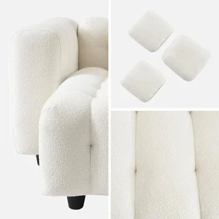 Canapé d'angle modulable beige bouclette 3/4 places réversible méridienne