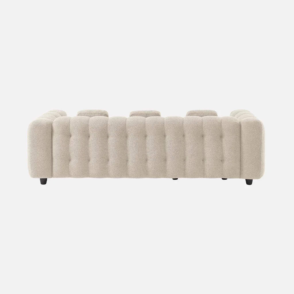 Canapé d'angle modulable bouclette beige 4 places méridienne réversible
