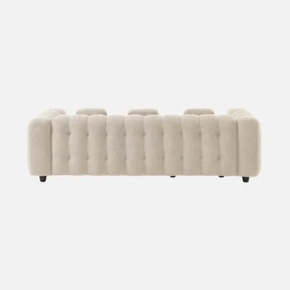 Canapé d'angle modulable bouclette beige 4 places méridienne réversible