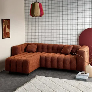 Canapé d'angle modulable 4 places bouclette beige réversible