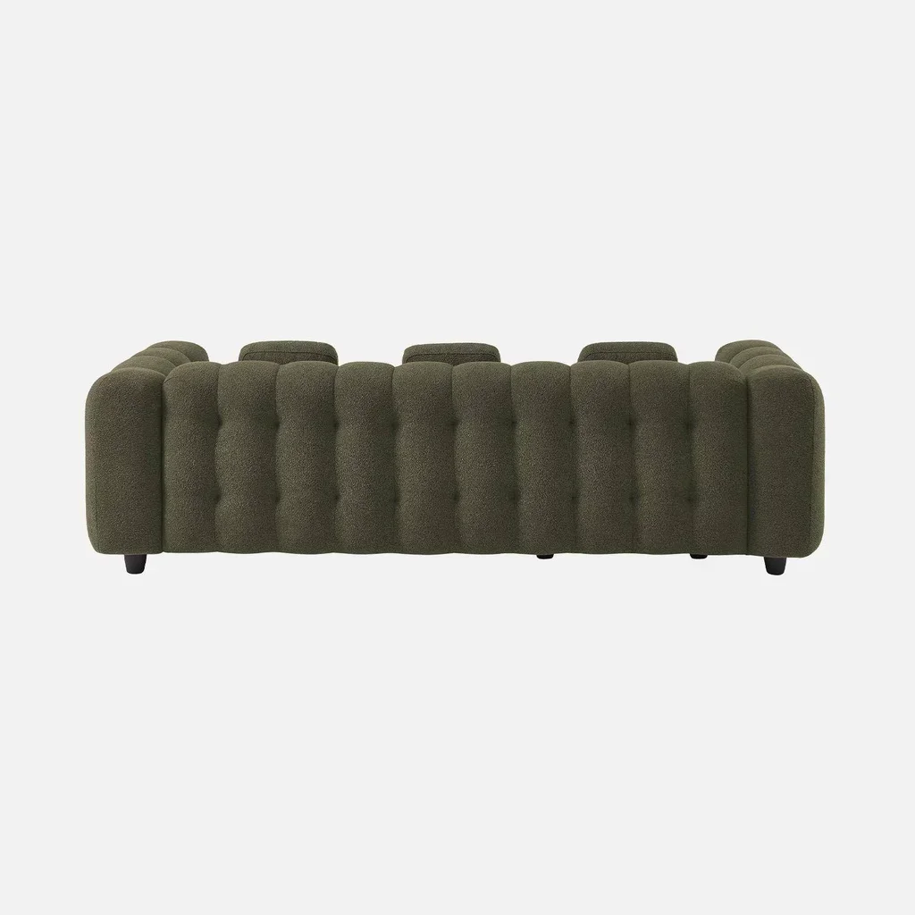 Canapé d'angle modulable beige bouclette texturée 4 places méridienne réversible