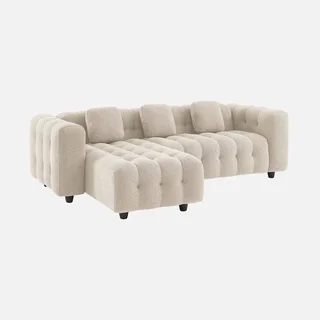 Canapé d'angle modulable bouclette beige 4 places méridienne réversible