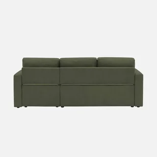 Blaues Cord-Samt Ecksofa Schlafsofa 3-Sitzer umkehrbar mit Bettkasten