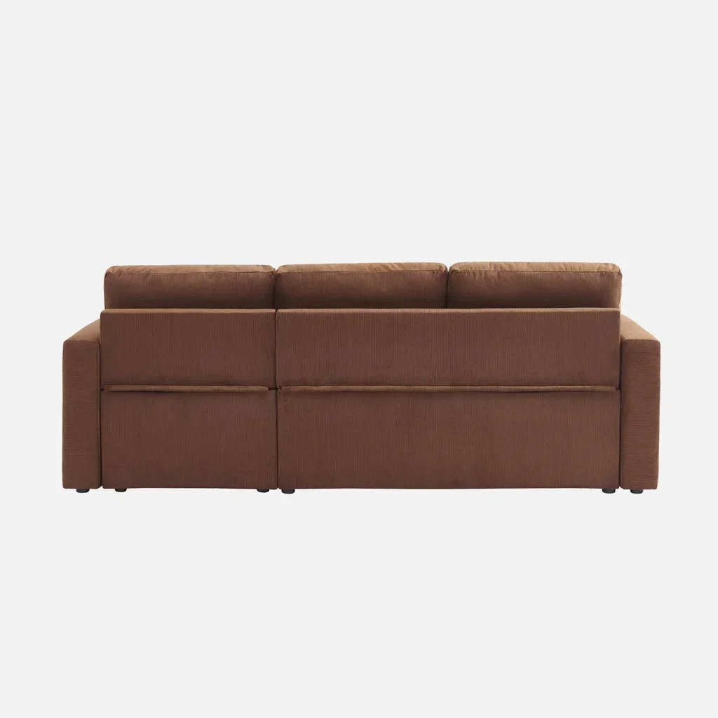 Blaue Samt Ecksofa mit Schlaffunktion 3-Sitzer mit Stauraum - IDA