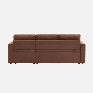 Blaue Samt Ecksofa mit Schlaffunktion 3-Sitzer mit Stauraum - IDA