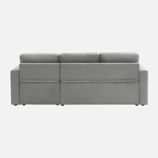 Blaues Cord-Samt Ecksofa mit Schlaffunktion 3-Sitzer mit verstellbarer Ottomane und Stauraum