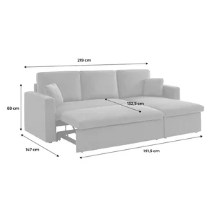 Blaue Cord-Samt Ecksofa mit Schlaffunktion 3-Sitzer mit reversiblem Longchair und Stauraum - modernes Wohnzimmermöbel