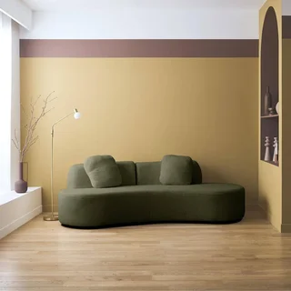 Divano Design Organico Wave 3 Posti Bouclé con Cuscini - Arredamento Moderno Soggiorno