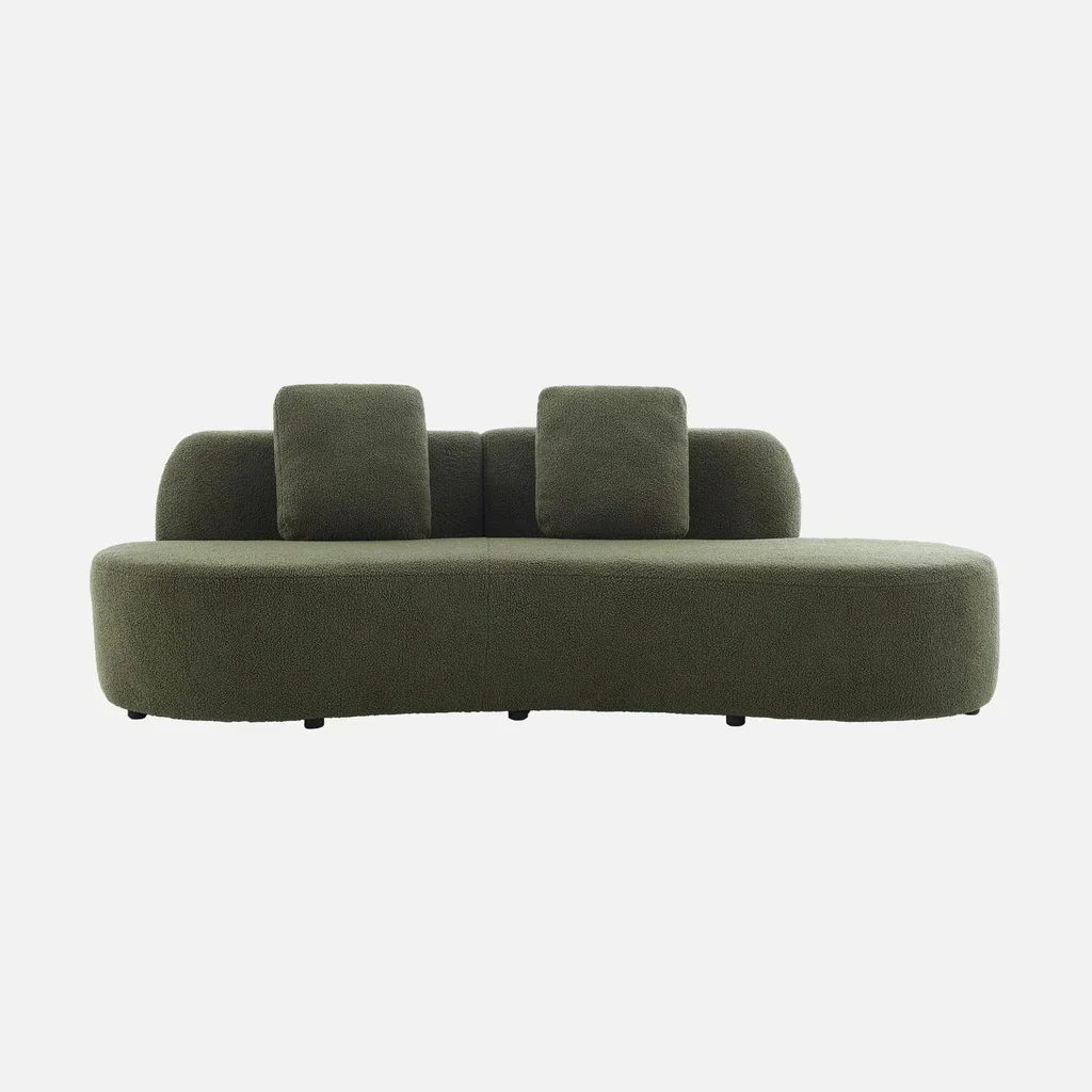 Divano Design Organico Wave 3 Posti Bouclé con Cuscini - Arredamento Moderno Soggiorno