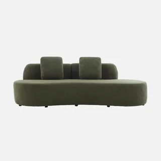Divano Design Organico Wave 3 Posti Bouclé con Cuscini - Arredamento Moderno Soggiorno