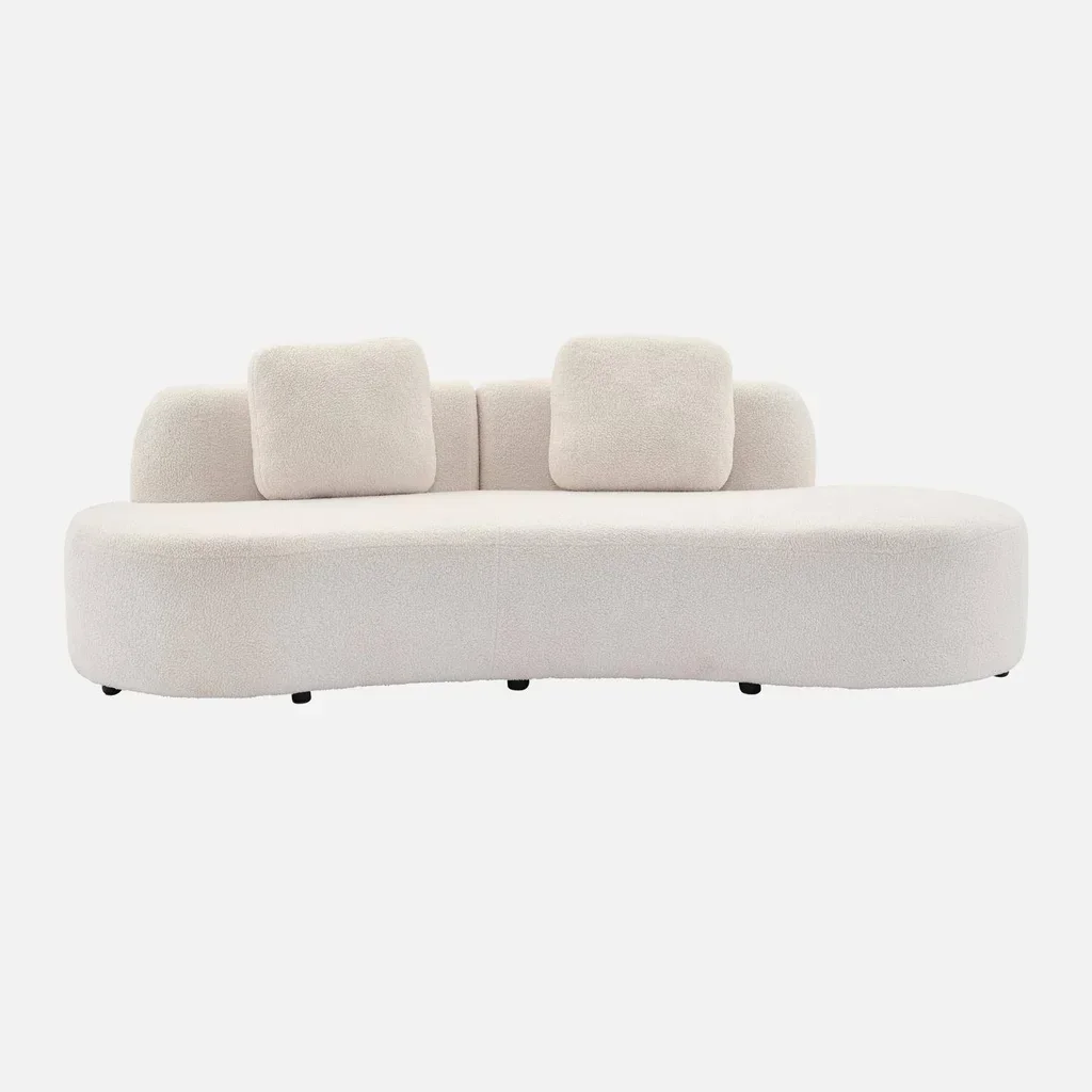 Divano design organico 3 posti bouclé Wave con cuscini sfoderabili