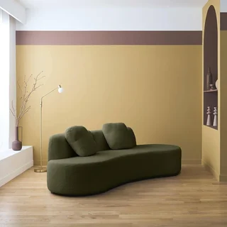 Divano Design Organico Wave 3 Posti Bouclé con Cuscini - Arredamento Moderno Soggiorno