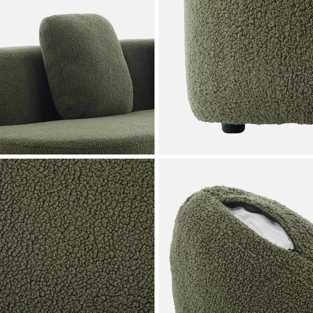 Divano Design Organico Wave 3 Posti Bouclé con Cuscini - Arredamento Moderno Soggiorno