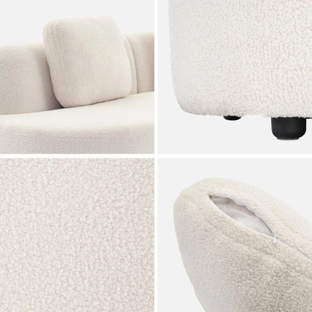 Divano design organico 3 posti bouclé Wave con cuscini sfoderabili