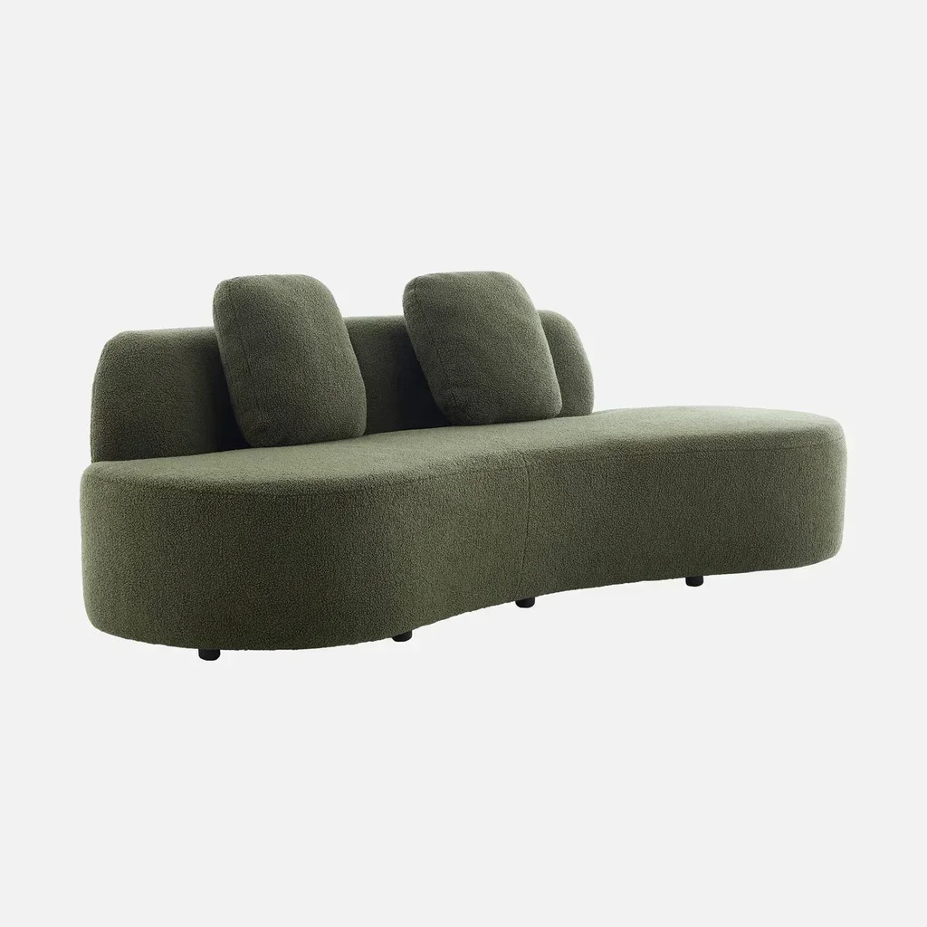 Divano Design Organico Wave 3 Posti Bouclé con Cuscini - Arredamento Moderno Soggiorno