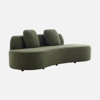 Divano Design Organico Wave 3 Posti Bouclé con Cuscini - Arredamento Moderno Soggiorno
