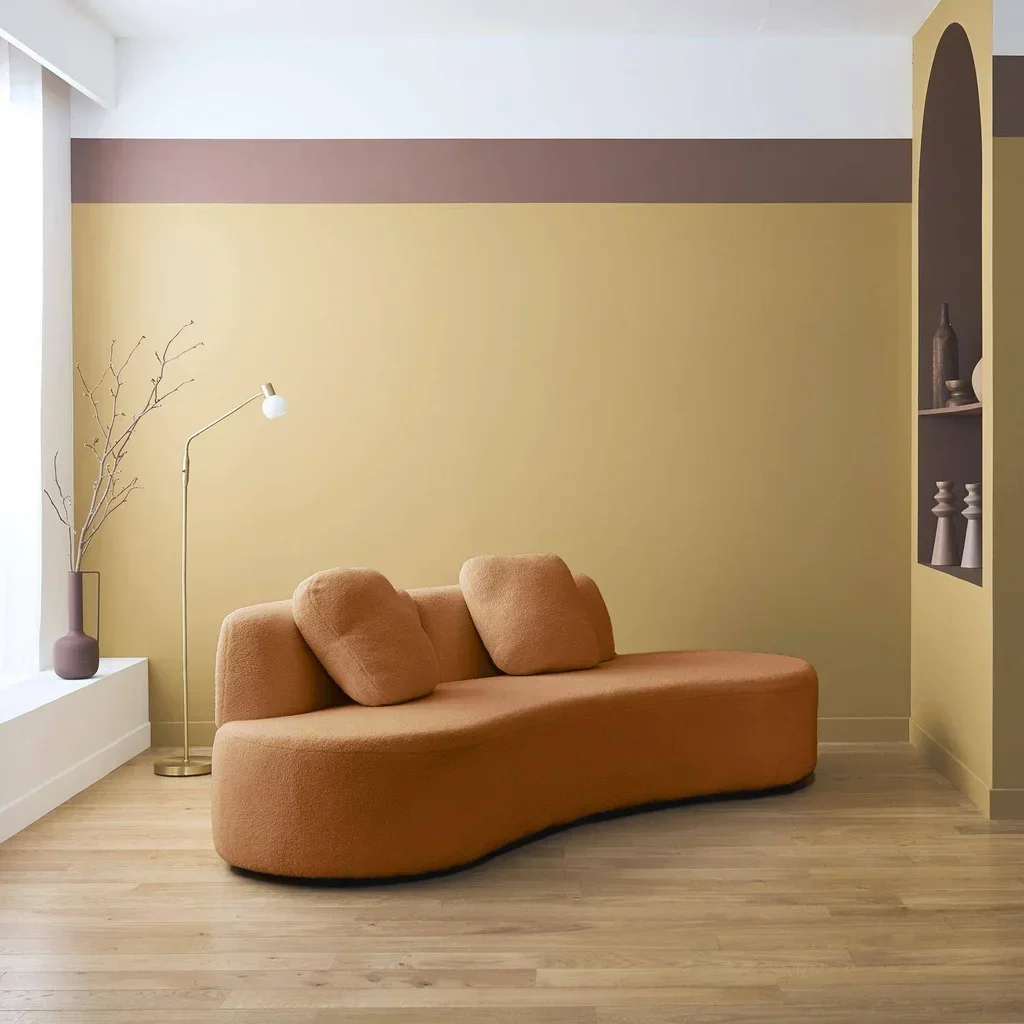 Divano Wave 3 posti boucle design organico con cuscini