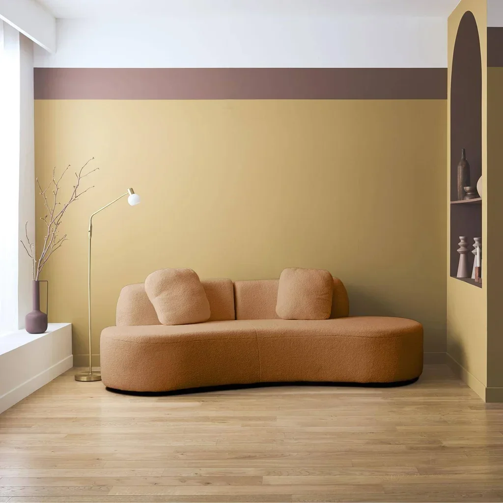 Divano Wave 3 posti boucle design organico con cuscini