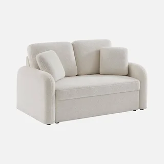 Milano two-seater sofa soft boucle fabric gentle curves minimalist