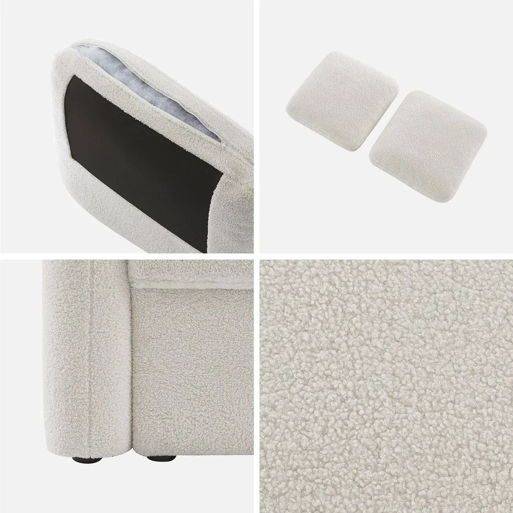 Milano two-seater sofa soft boucle fabric gentle curves minimalist