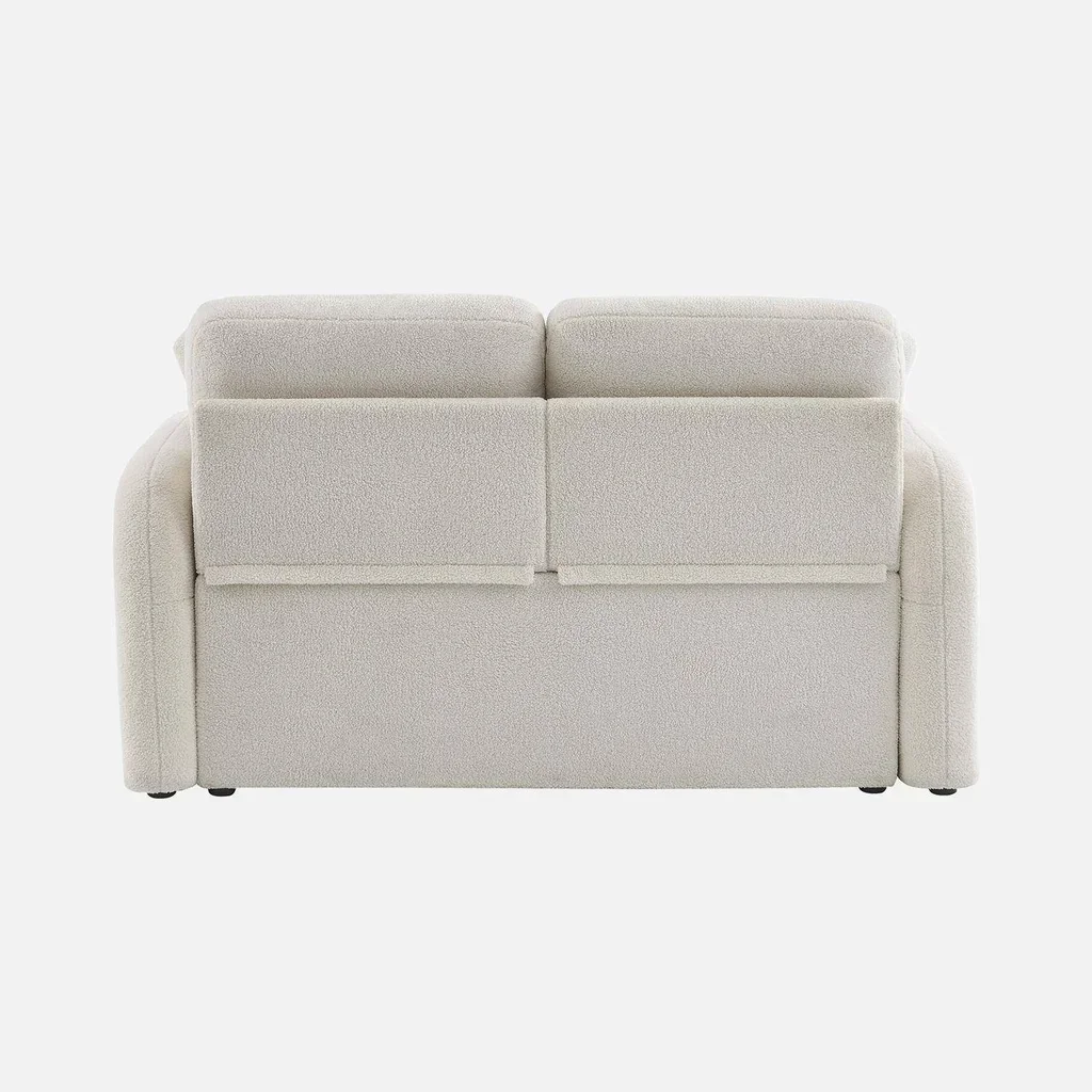 Milano two-seater sofa soft boucle fabric gentle curves minimalist