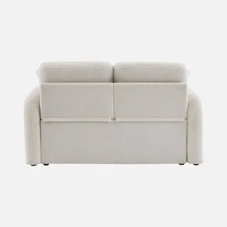 Milano two-seater sofa soft boucle fabric gentle curves minimalist