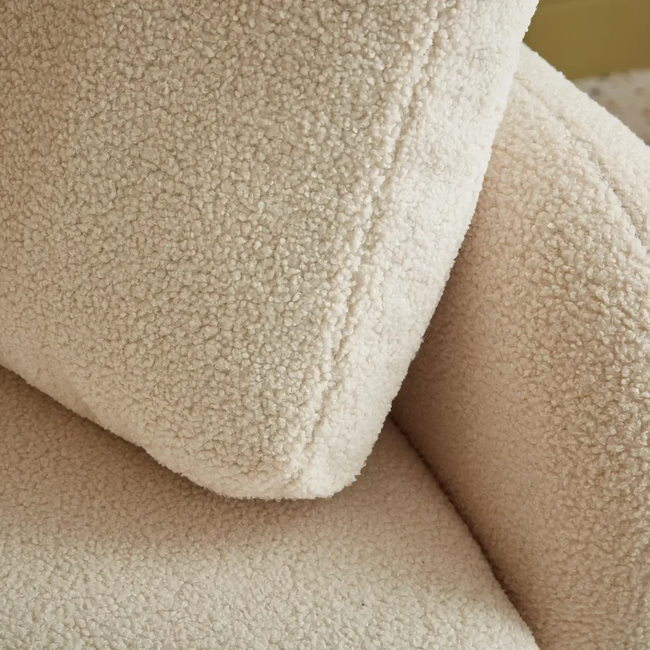 Milano two-seater sofa soft boucle fabric gentle curves minimalist