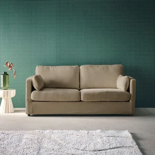 2 Seater Sofa Removable Cover Grey Fabric Contemporary Living Room