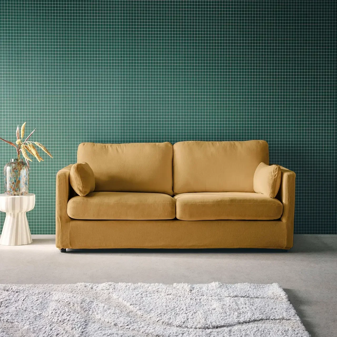 2-seater sofa removable cover Neo grey fabric contemporary living room