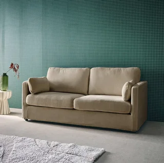 2 Seater Sofa Removable Cover Grey Fabric Contemporary Living Room
