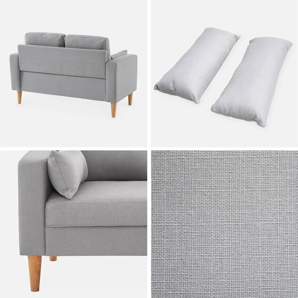 2-Sitzer Sofa Bjorn Dunkelgrau Skandinavisches Holz Stoff Komfort