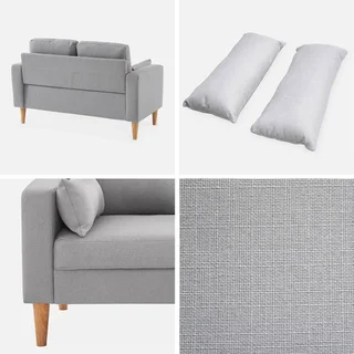 2-Sitzer Sofa Bjorn Dunkelgrau Skandinavisches Holz Stoff Komfort