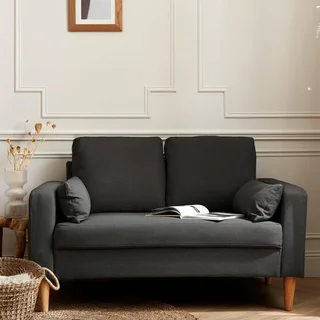 2-Sitzer Bjorn Sofa Dunkelgrau Skandinavisches Holz
