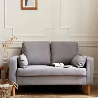 2-Sitzer Sofa Bjorn Dunkelgrau Skandinavisches Holz Stoff Komfort