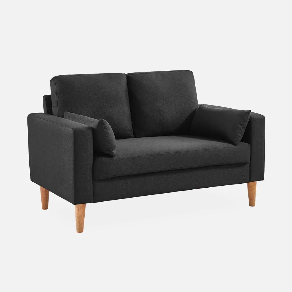 Canapé 2 places Bjorn gris foncé bois scandinave