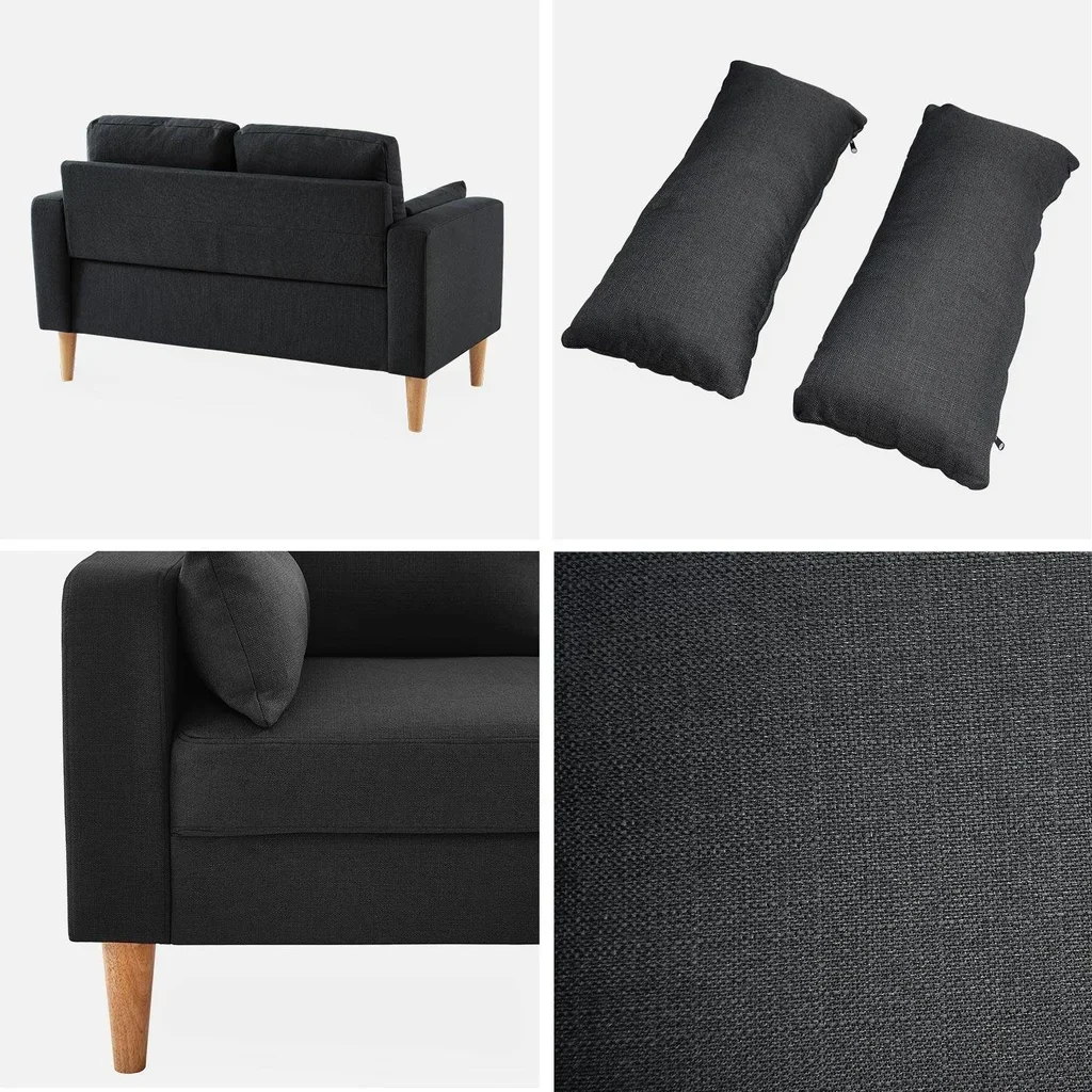 2-Sitzer Bjorn Sofa Dunkelgrau Skandinavisches Holz