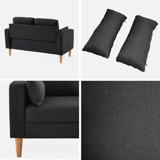 2-Sitzer Bjorn Sofa Dunkelgrau Skandinavisches Holz