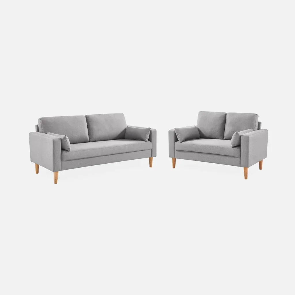 2-Sitzer Sofa Bjorn Dunkelgrau Skandinavisches Holz Stoff Komfort