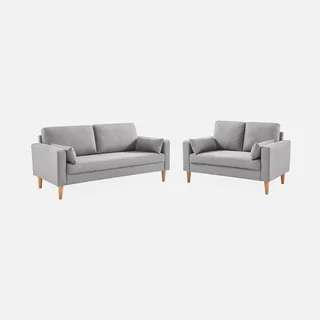2-Sitzer Sofa Bjorn Dunkelgrau Skandinavisches Holz Stoff Komfort