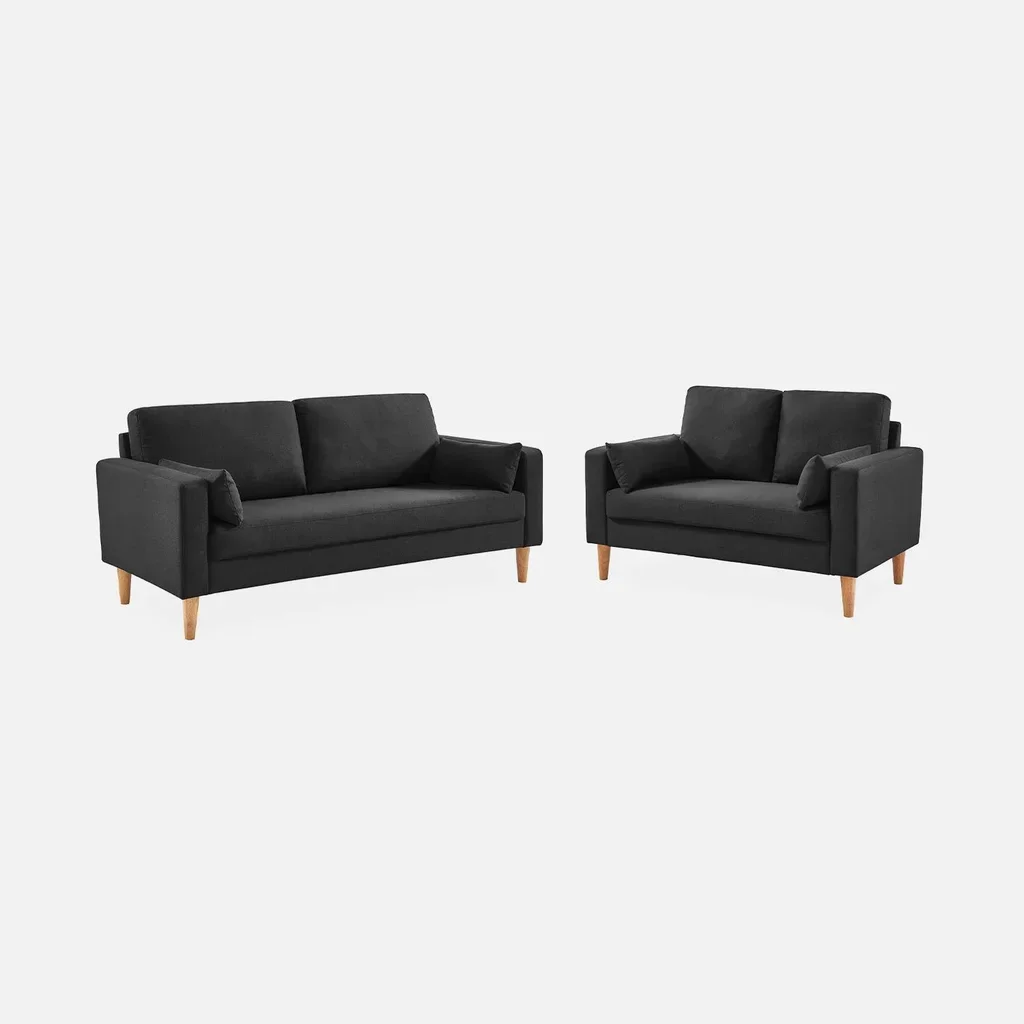 2-Sitzer Bjorn Sofa Dunkelgrau Skandinavisches Holz